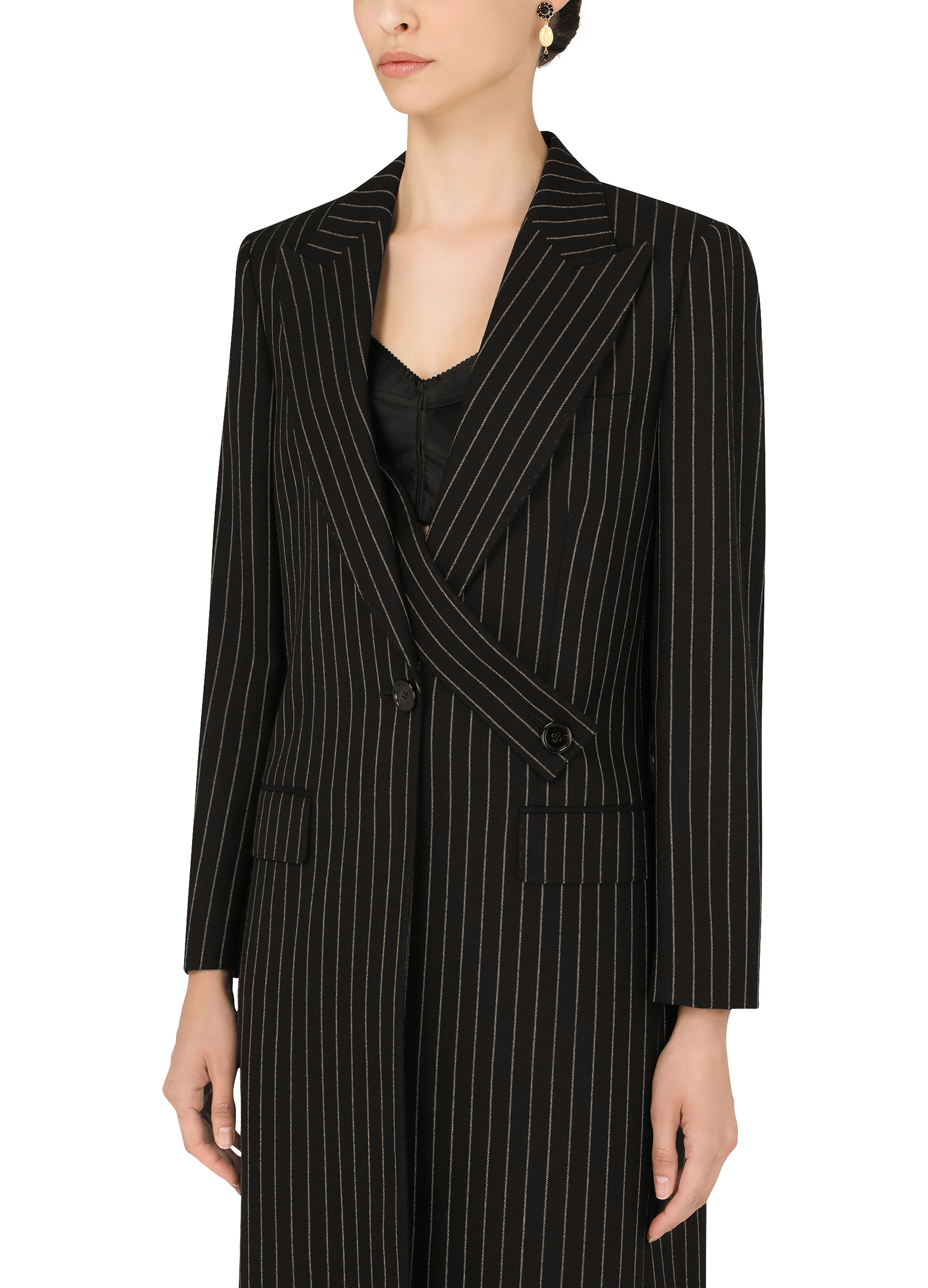 Dolce & Gabbana Pinstripe woolen robe coat