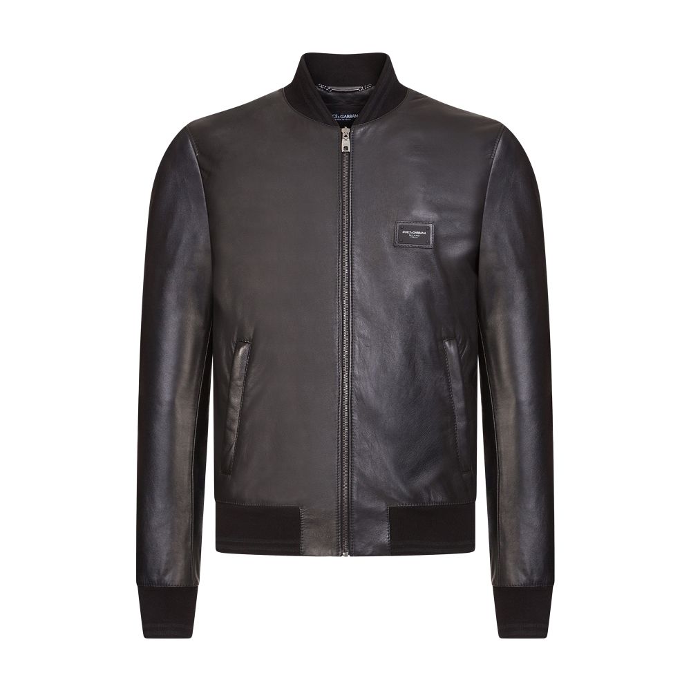 Dolce & Gabbana Leather jacket with branded tag