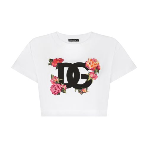 Dolce & Gabbana Cropped jersey T-shirt with logo patch