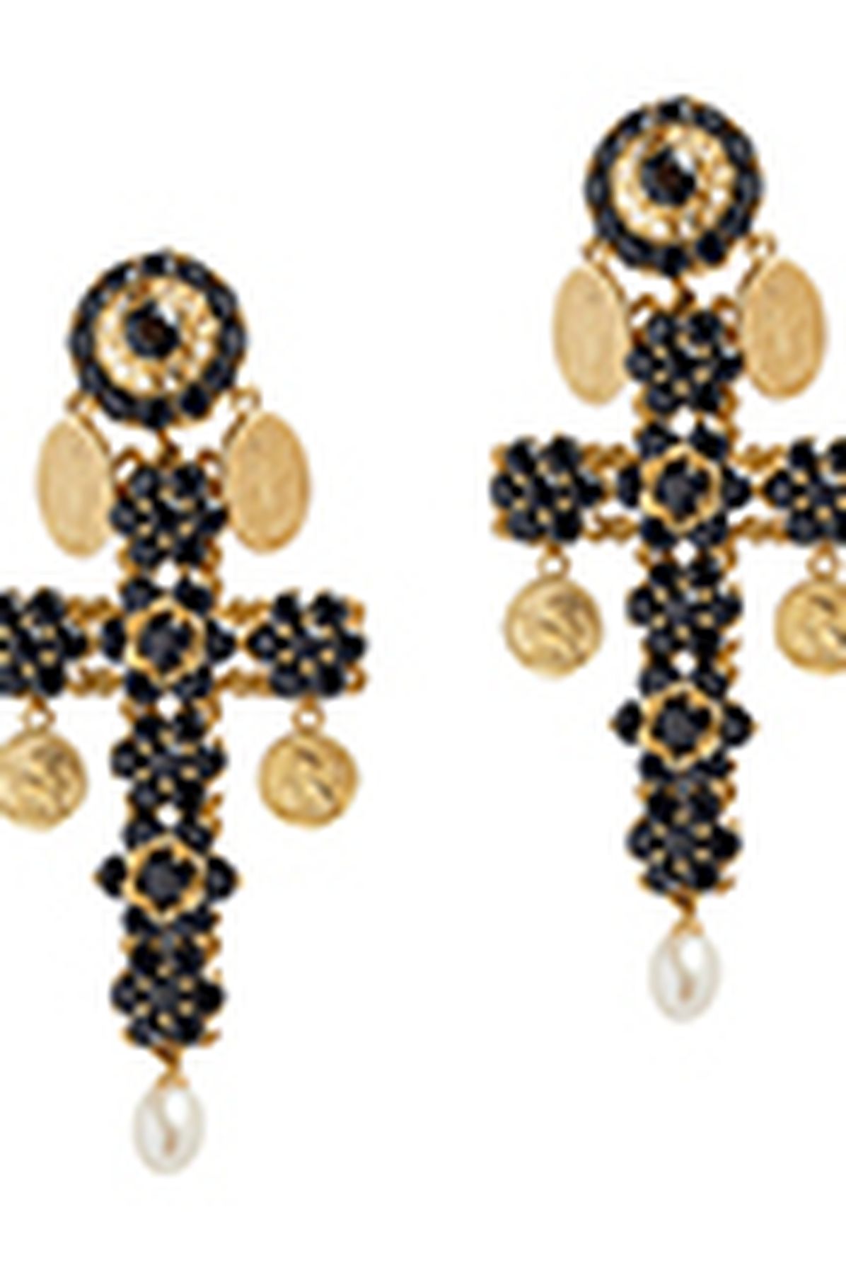 Dolce & Gabbana Cross earrings with sapphires and medallions