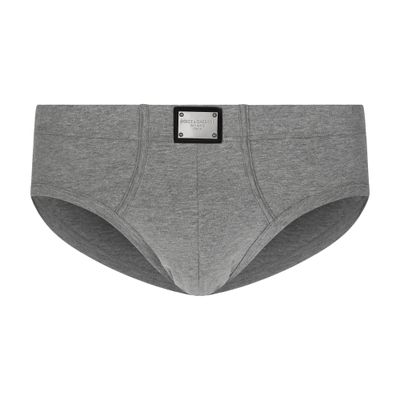 Dolce & Gabbana Two-way-stretch cotton mid-rise briefs with logo tag