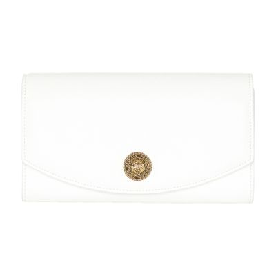 Balmain Emblème grained calfskin leather clutch