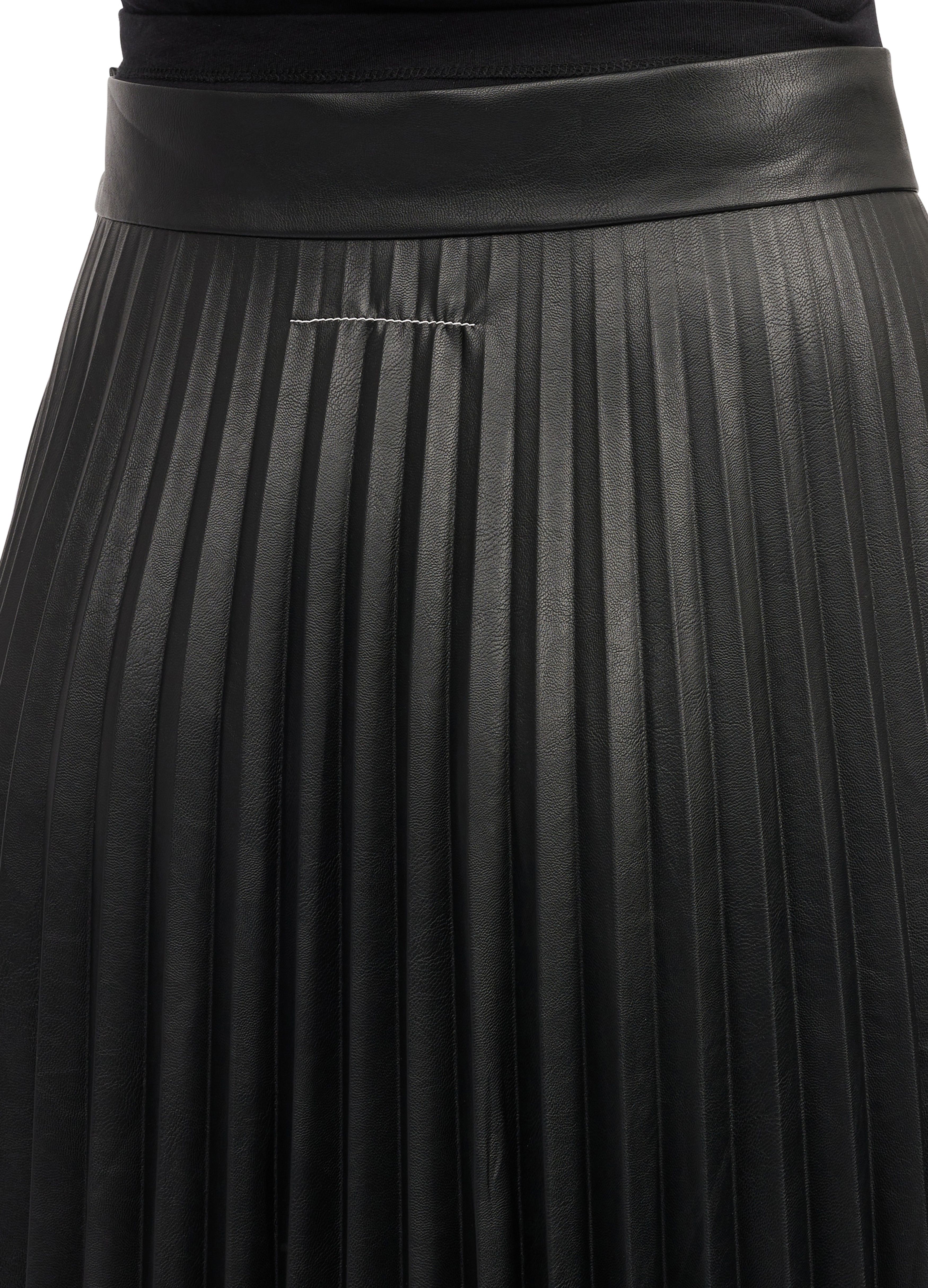 MM6 Maison Margiela Pleated faux leather midi skirt