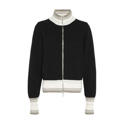 Barrie Mottled cashmere zip-up jacket