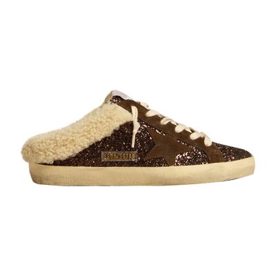 Golden Goose SUPER-STAR SABOT GLITTER UPPER SUEDE STAR SHEARLING LINING