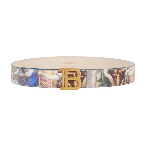 Balmain B-Belt in Sky print leather