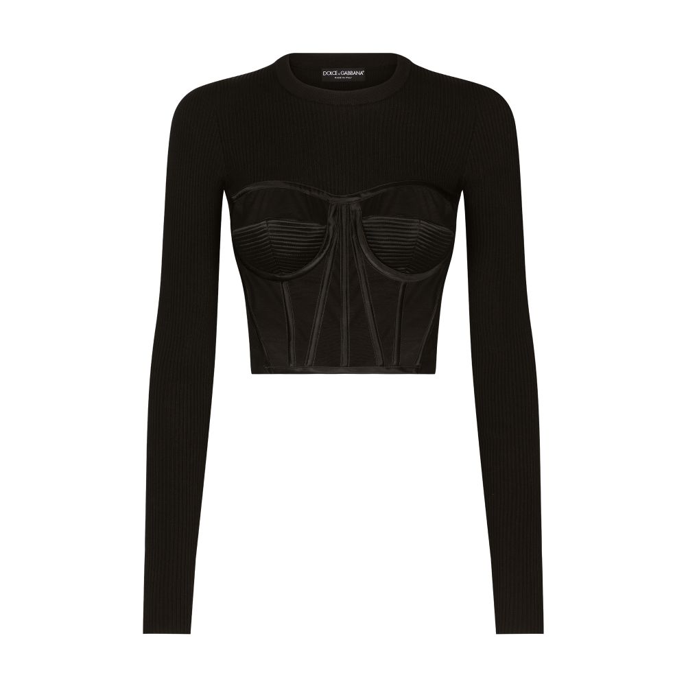 Dolce & Gabbana Fine-rib viscose bustier sweater