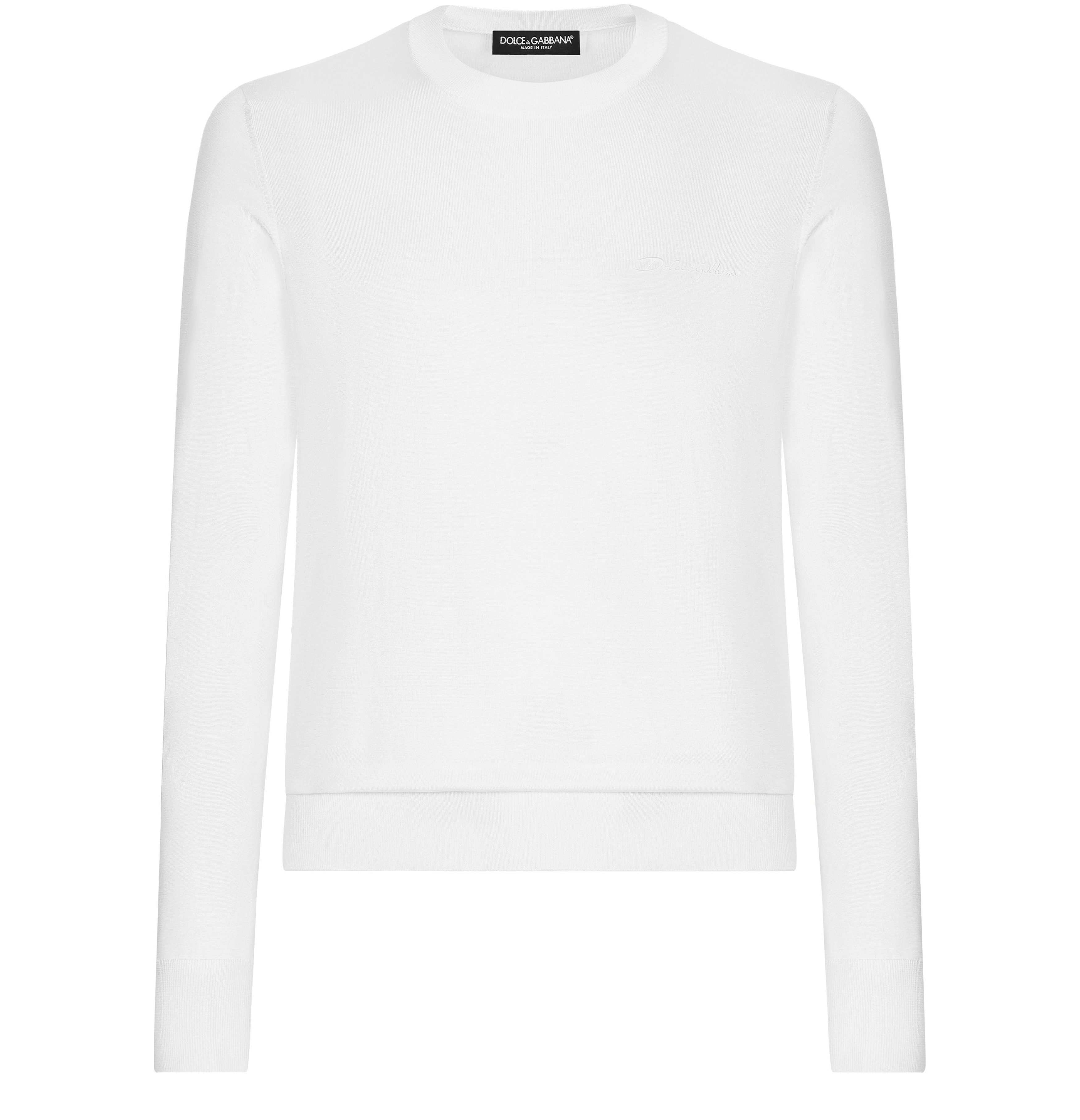 Dolce & Gabbana Round-neck silk sweater with logo