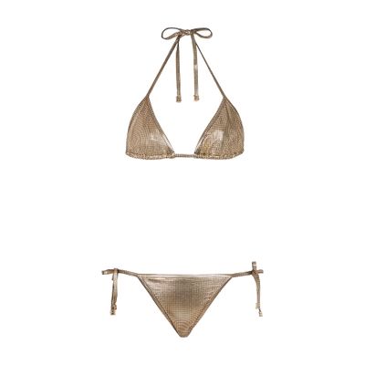 Balmain Metallic-effect Halterneck Bikini