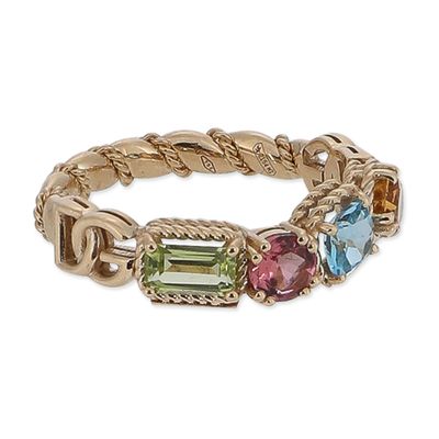 Dolce & Gabbana 18 kt yellow gold ring with multicolor fine gemstones