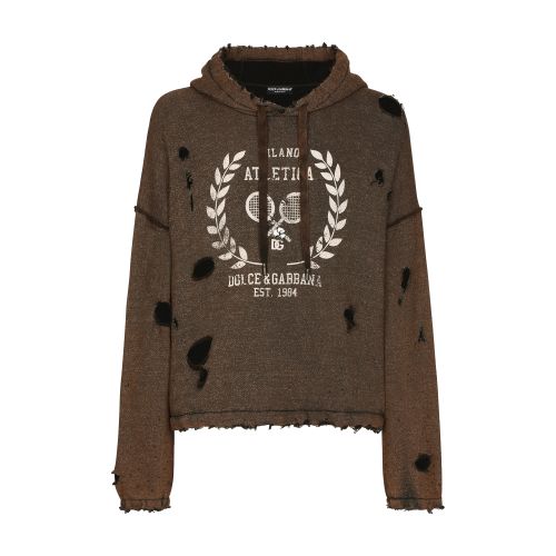 Dolce & Gabbana Washed jersey hoodie with print