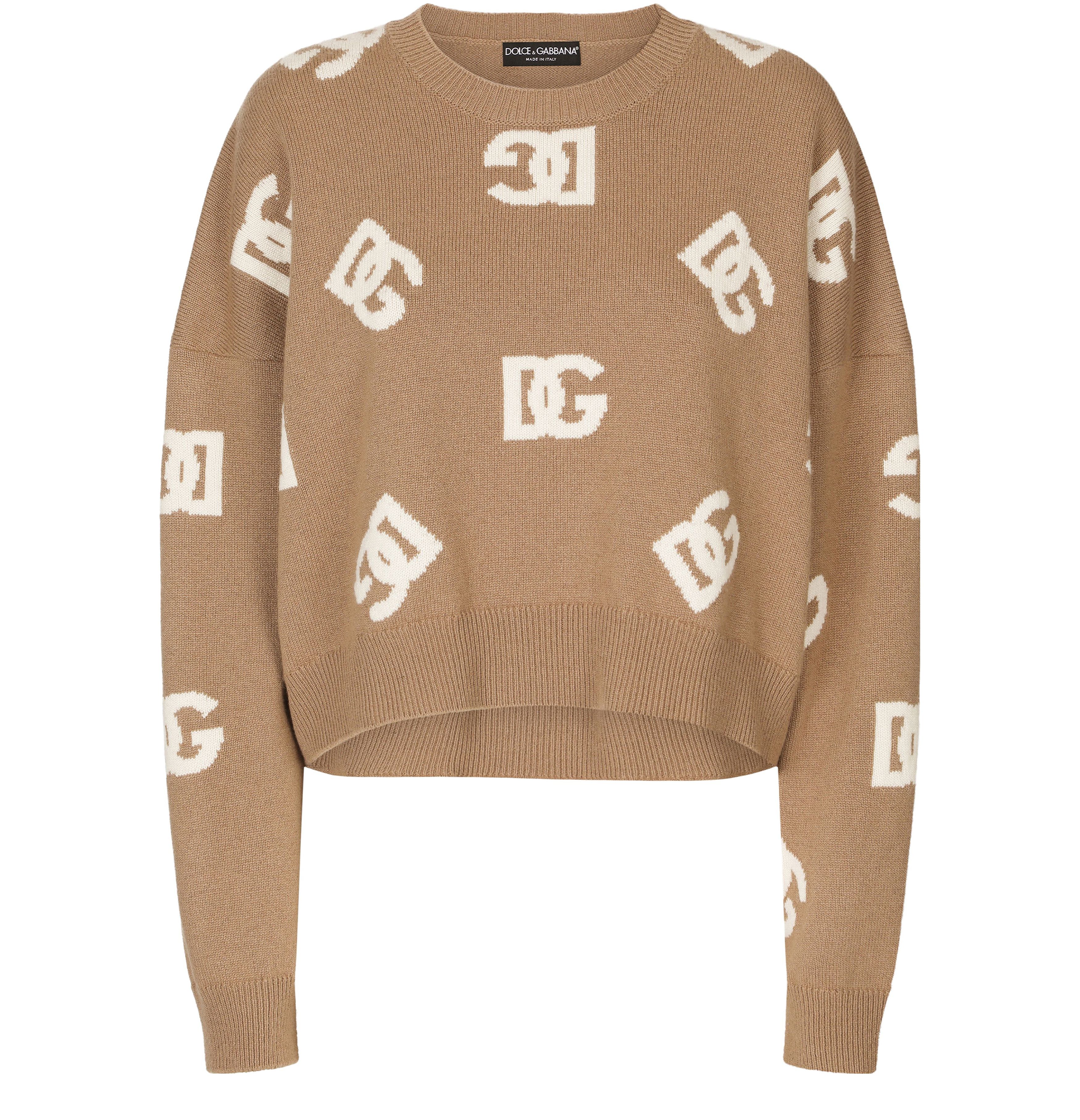 Dolce & Gabbana Cropped wool sweater with inlay