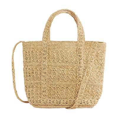  Raffia and lurex S Cabas tote