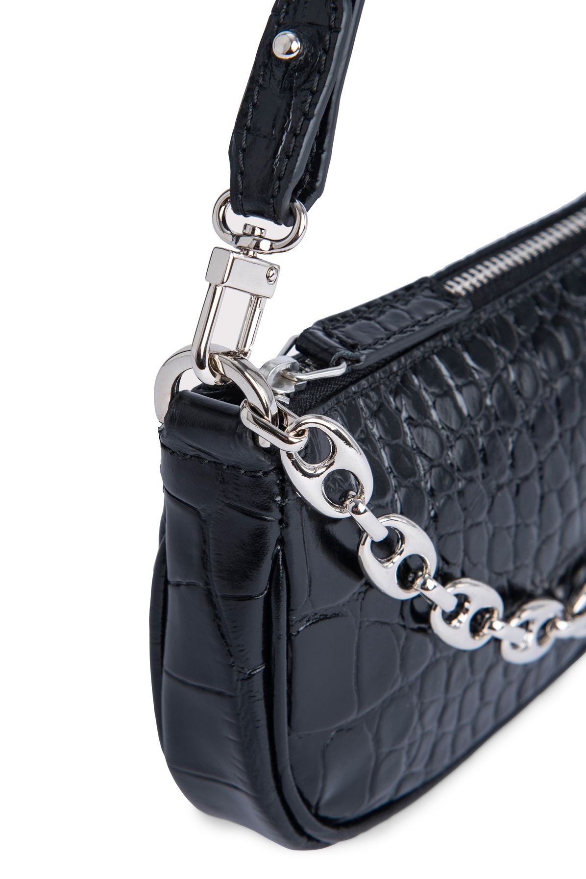 BY FAR Mini Rachel Croco Embossed Leather Bag