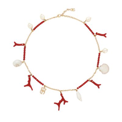 Dolce & Gabbana DG logo, shells and coral necklace