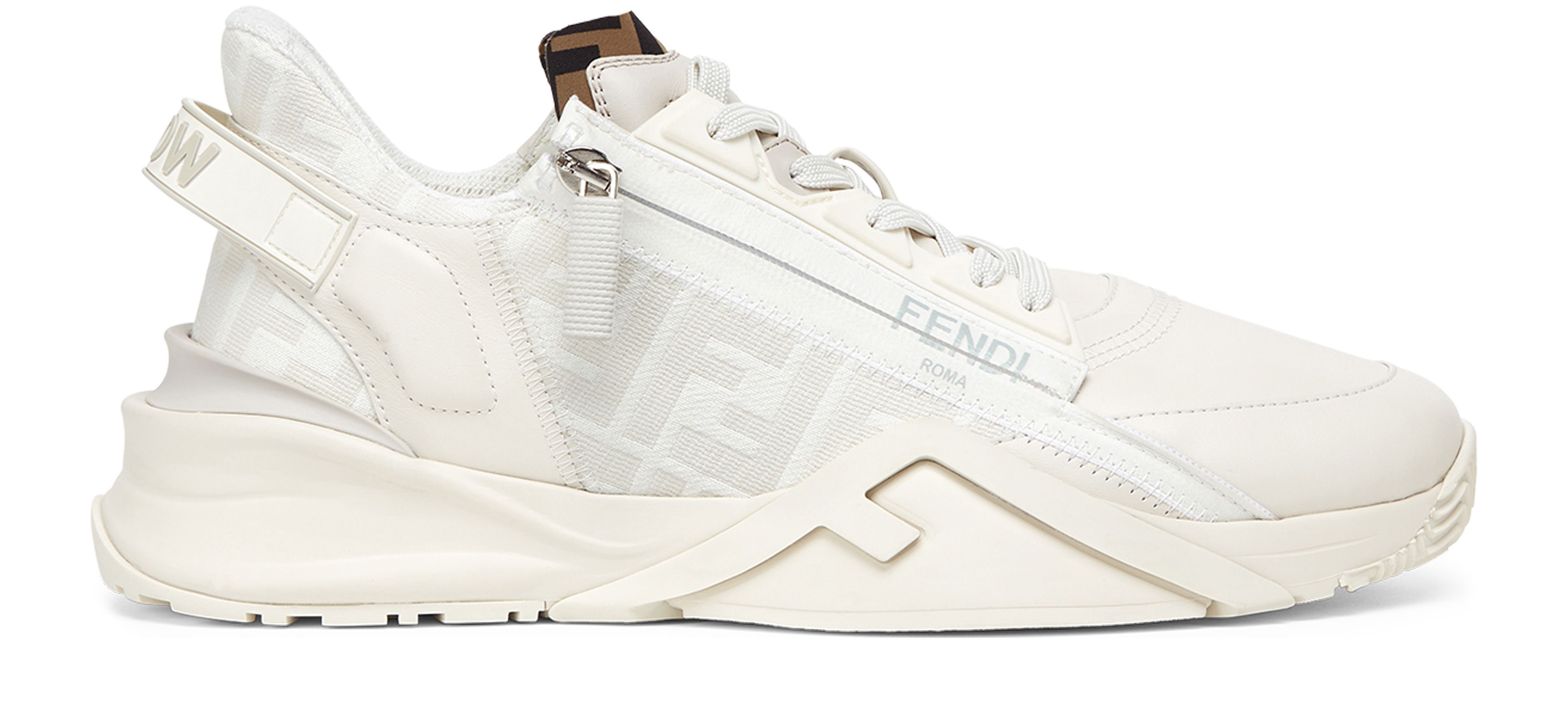 FENDI White leather low-tops