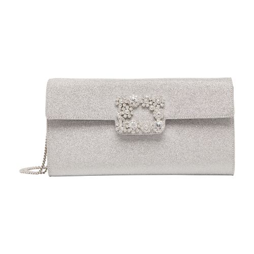 Roger Vivier Sequined clutch bag with flower buckle