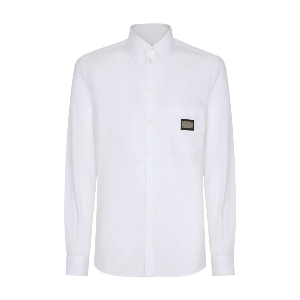 Dolce & Gabbana Cotton Martini-fit shirt with branded tag