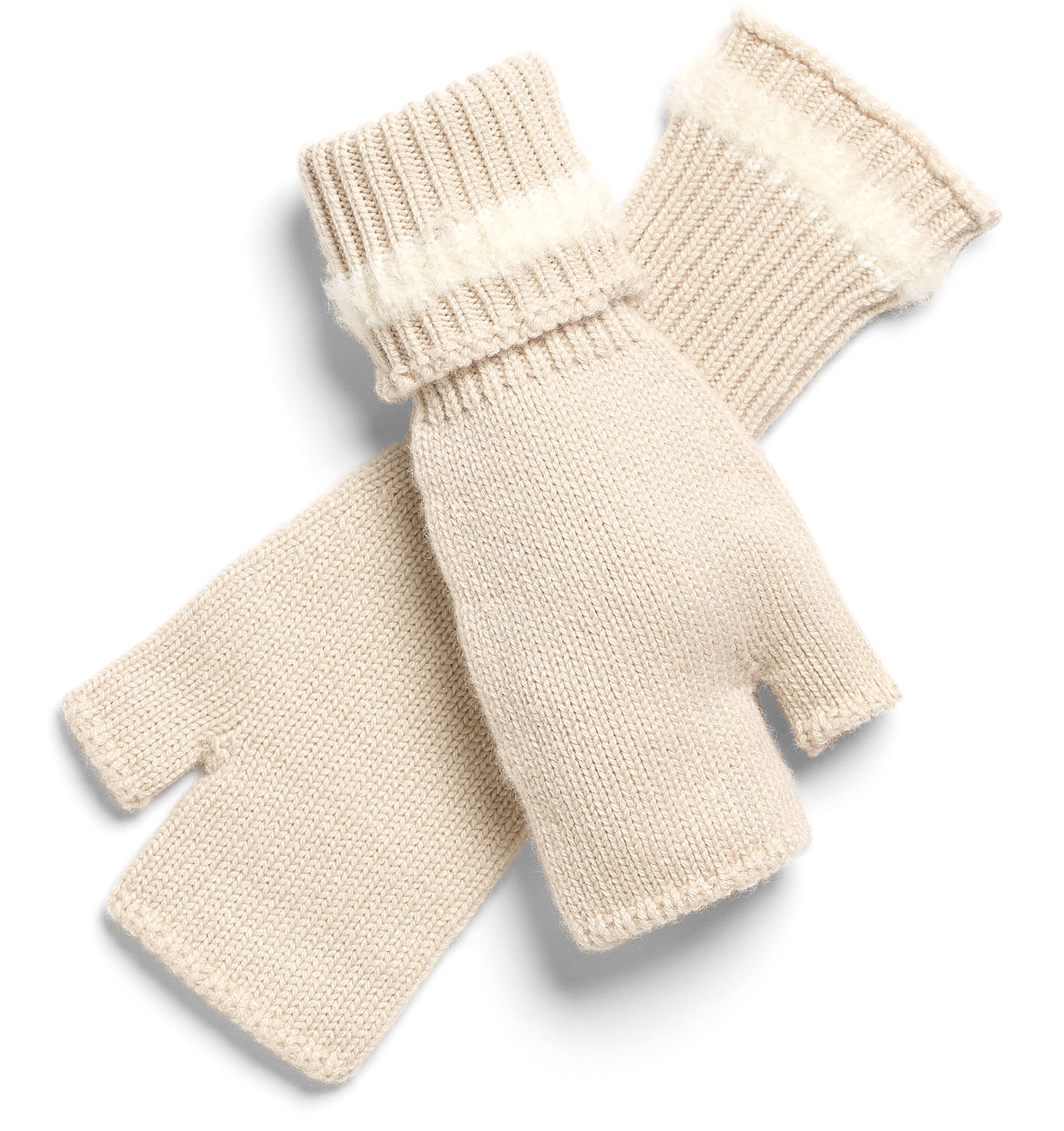 Barrie Shearling-effect cashmere fingerless gloves