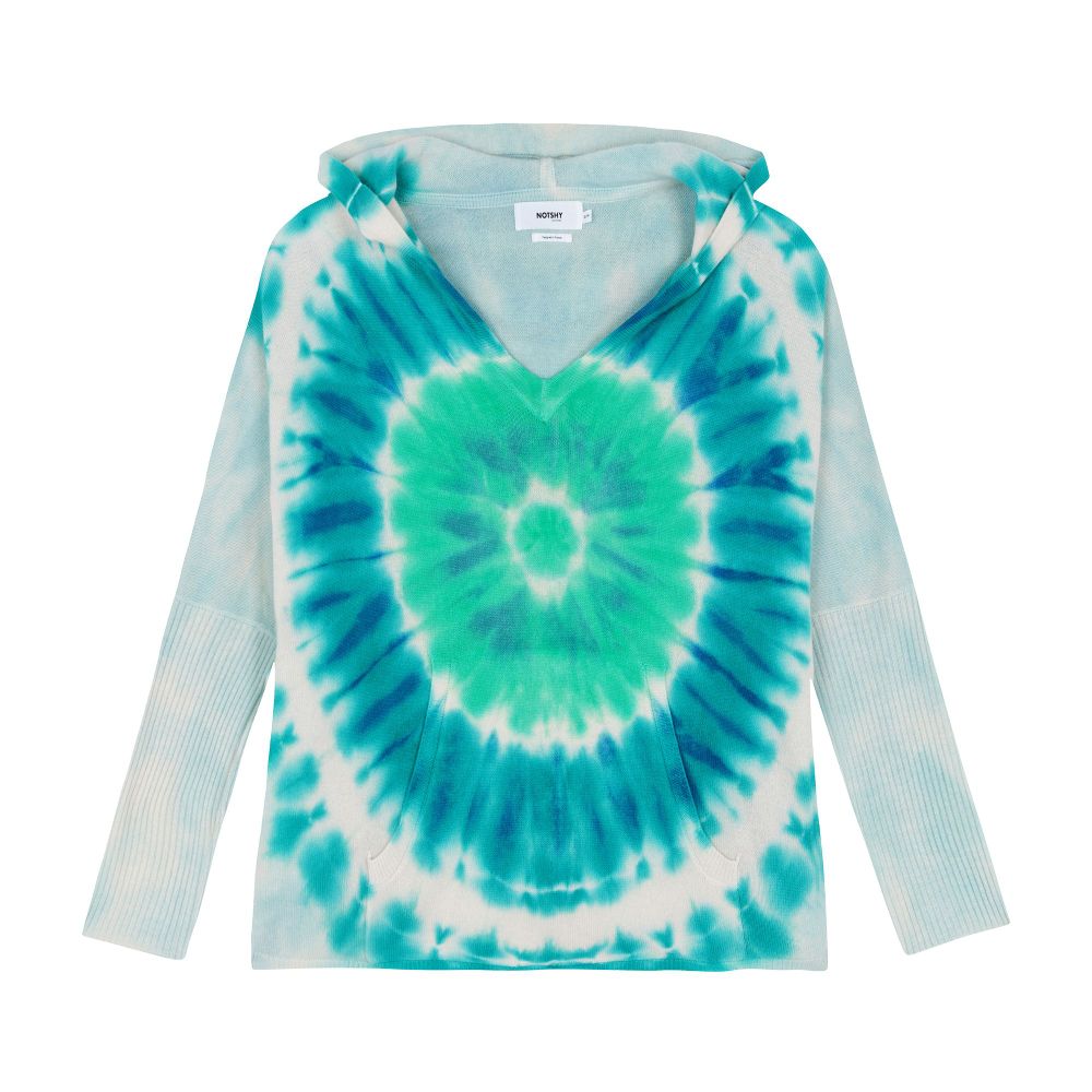  Canyon tie-dye hooded cashmere poncho