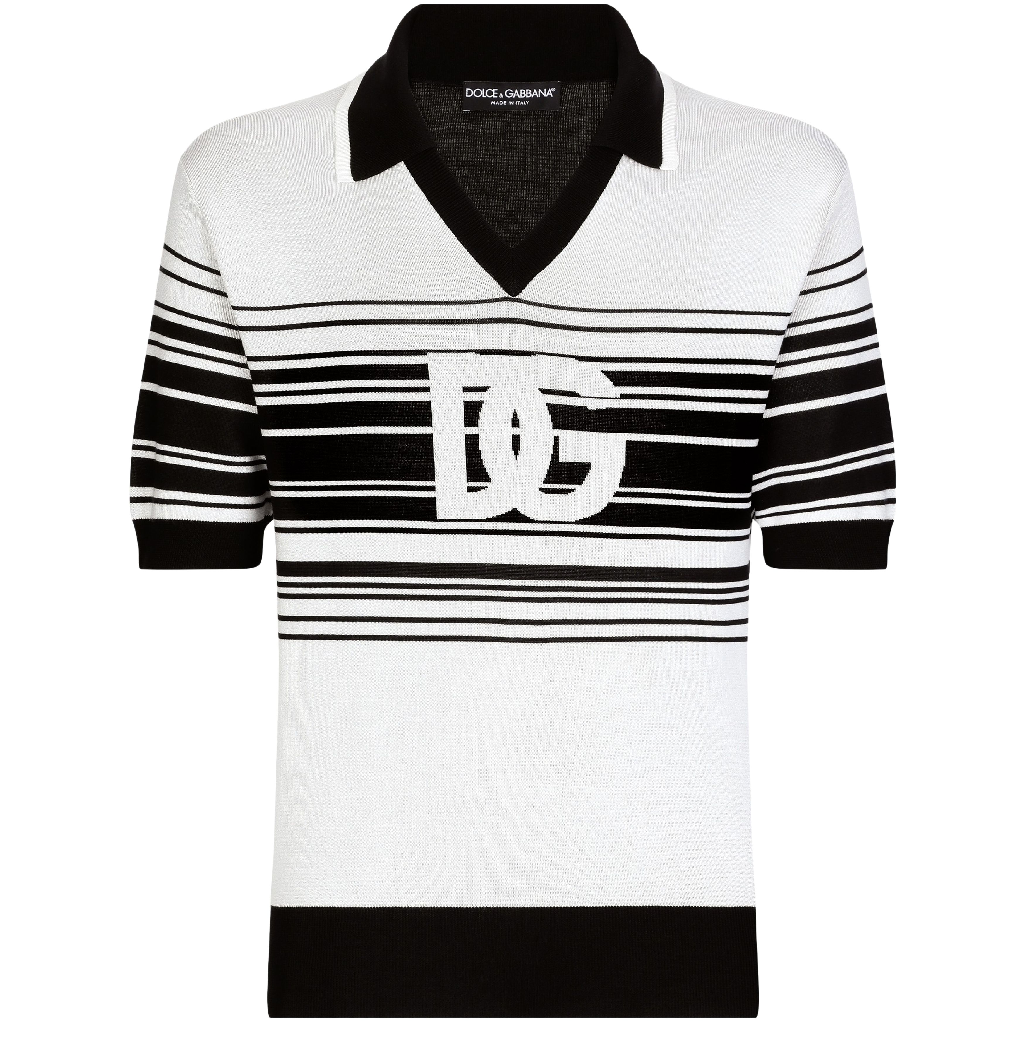 Dolce & Gabbana Silk jacquard V-neck polo-shirt