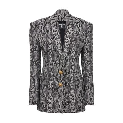 Balmain Snakeskin Jacquard 2-Button Jacket