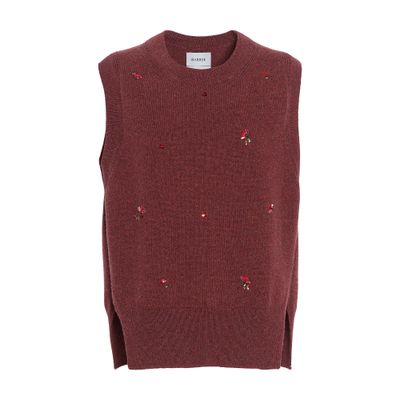 Barrie Iconic sleeveless jumper in cashmere with floral embroidery