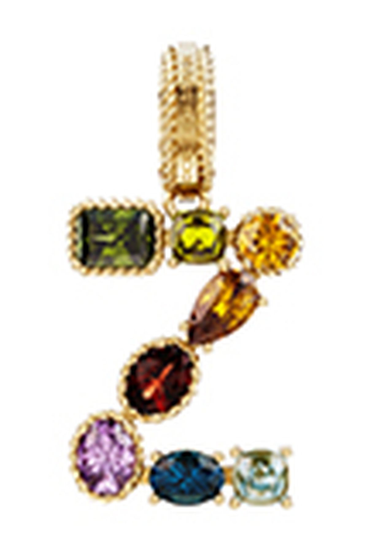 Dolce & Gabbana Rainbow alphabet Z 18 kt yellow gold charm with multicolor fine gems