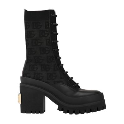 Dolce & Gabbana Stretch mesh ankle boots with all-over DG logo