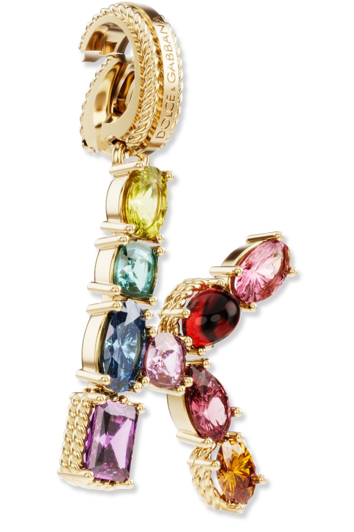 Dolce & Gabbana Rainbow alphabet K 18 kt yellow gold charm with multicolor fine gems