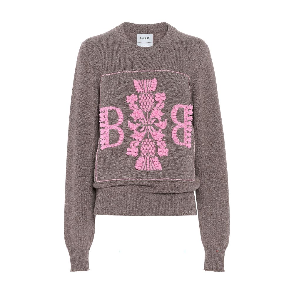 Barrie 3D cashmere logo round-neck jumper