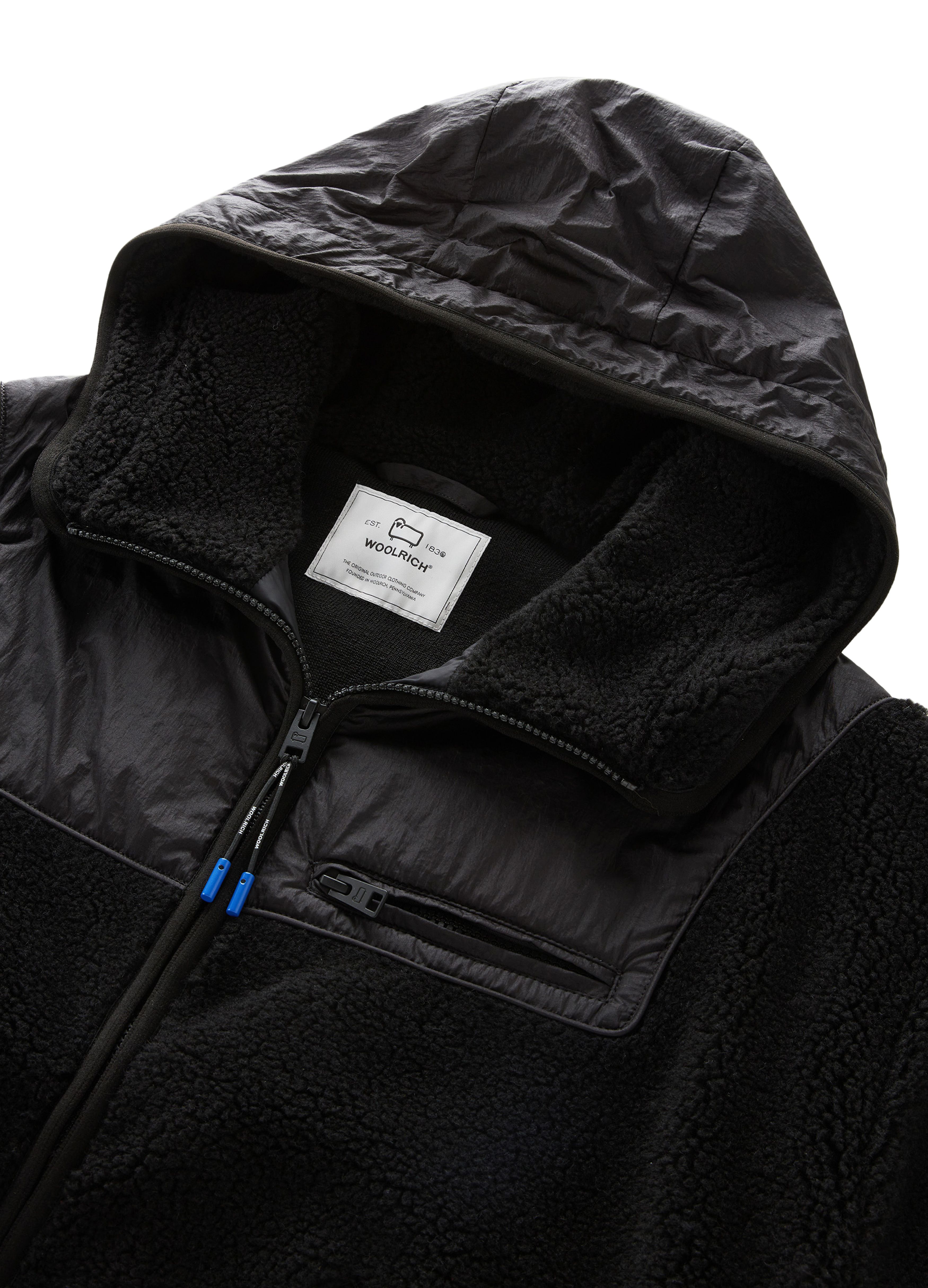 Woolrich Sherpa hoodie with nylon zipper