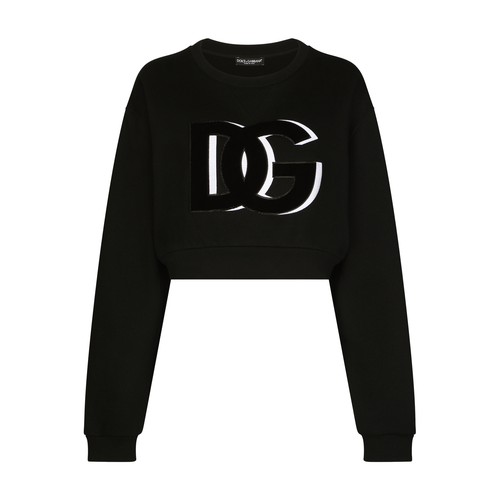 Dolce & Gabbana Cropped jersey sweatshirt with DG logo patch