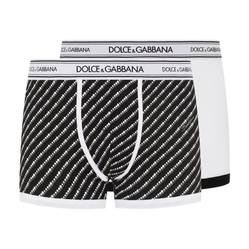 Dolce & Gabbana Two-pack plain and printed stretch cotton boxers