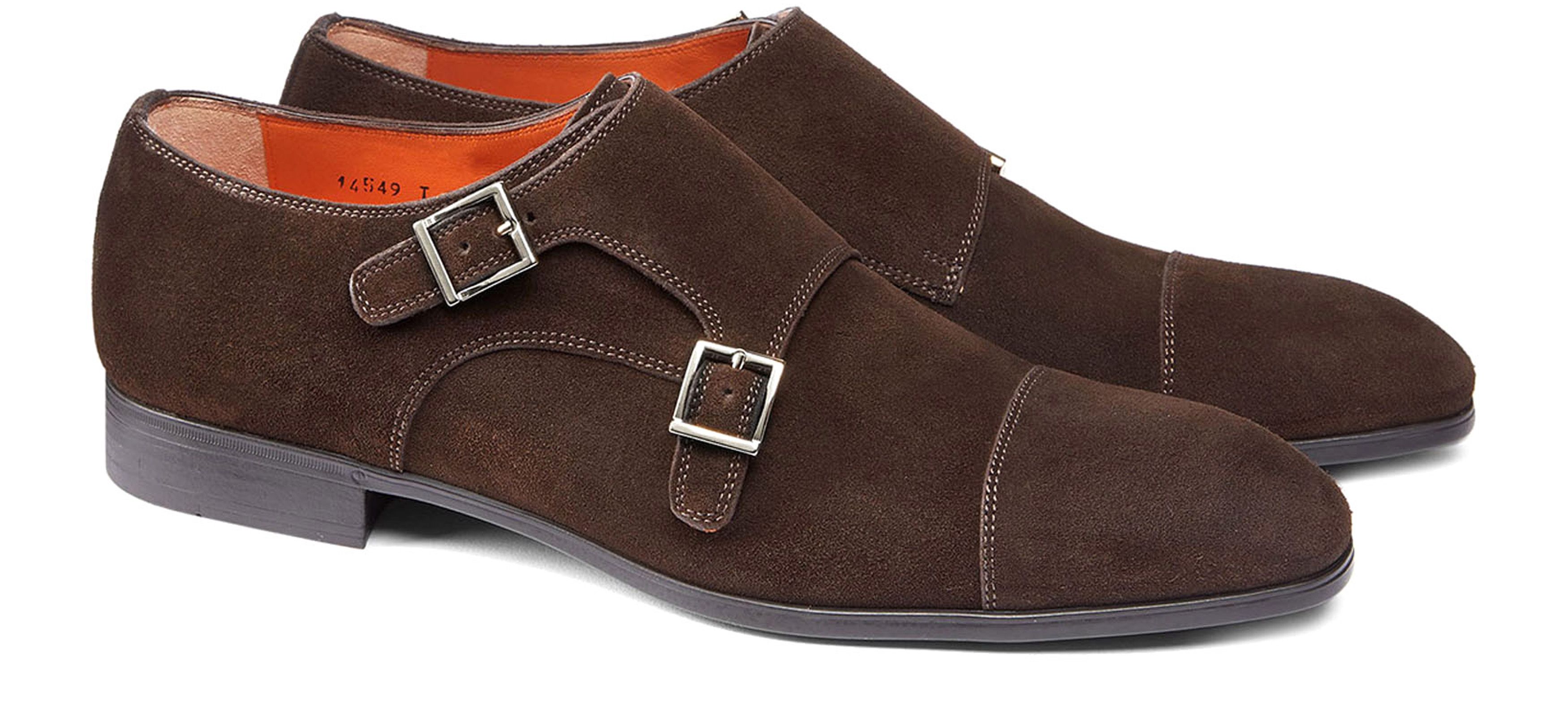 Santoni Suede double buckle shoes