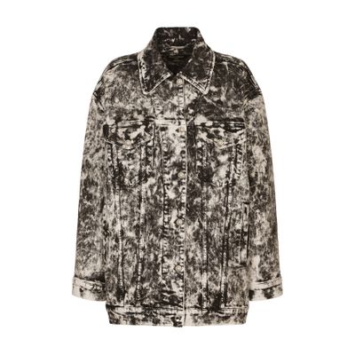 Dolce & Gabbana Marbled denim jacket with plate