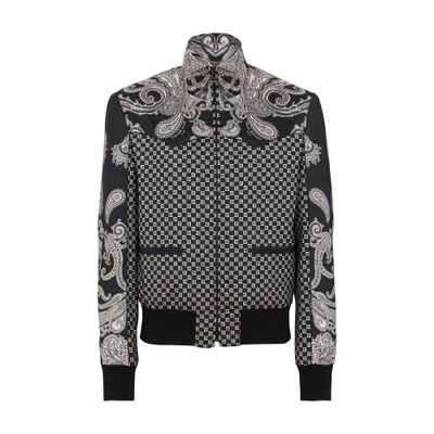 Balmain Mini Monogram And Paisley Aviator Jacket