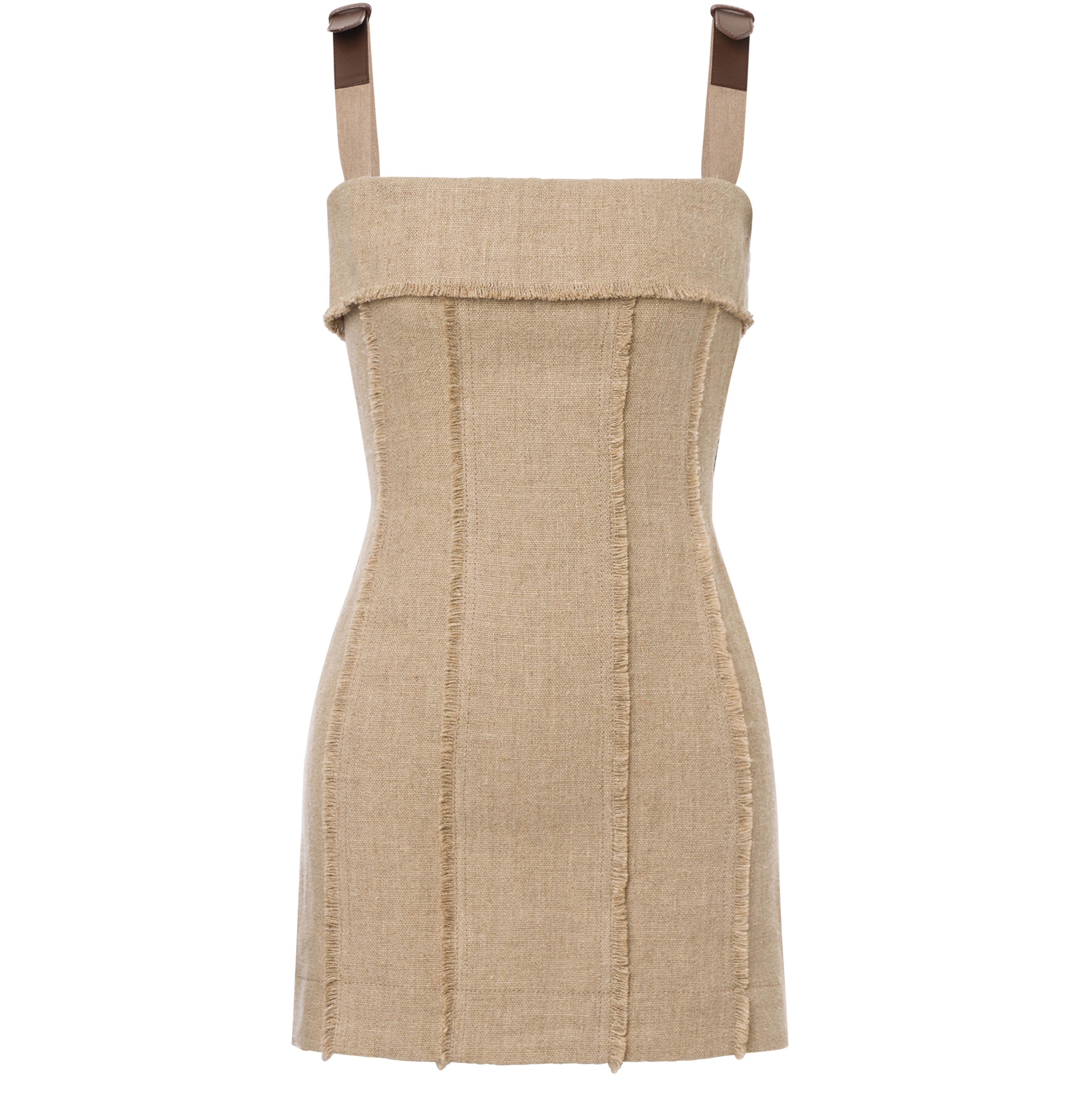 Alberta Ferretti Mini dress in basketweave with leather straps