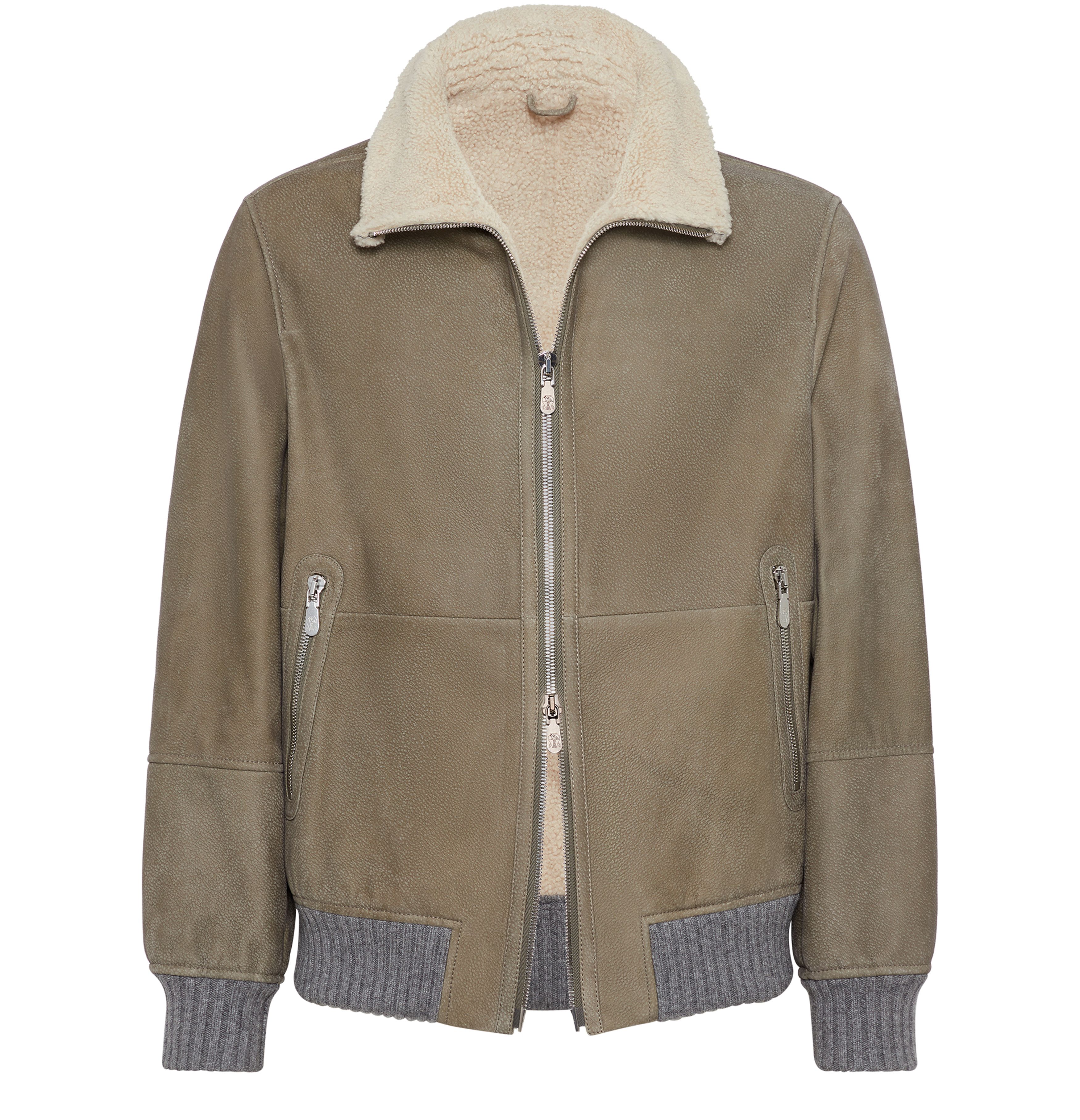 Brunello Cucinelli Nubuck shearling bomber jacket