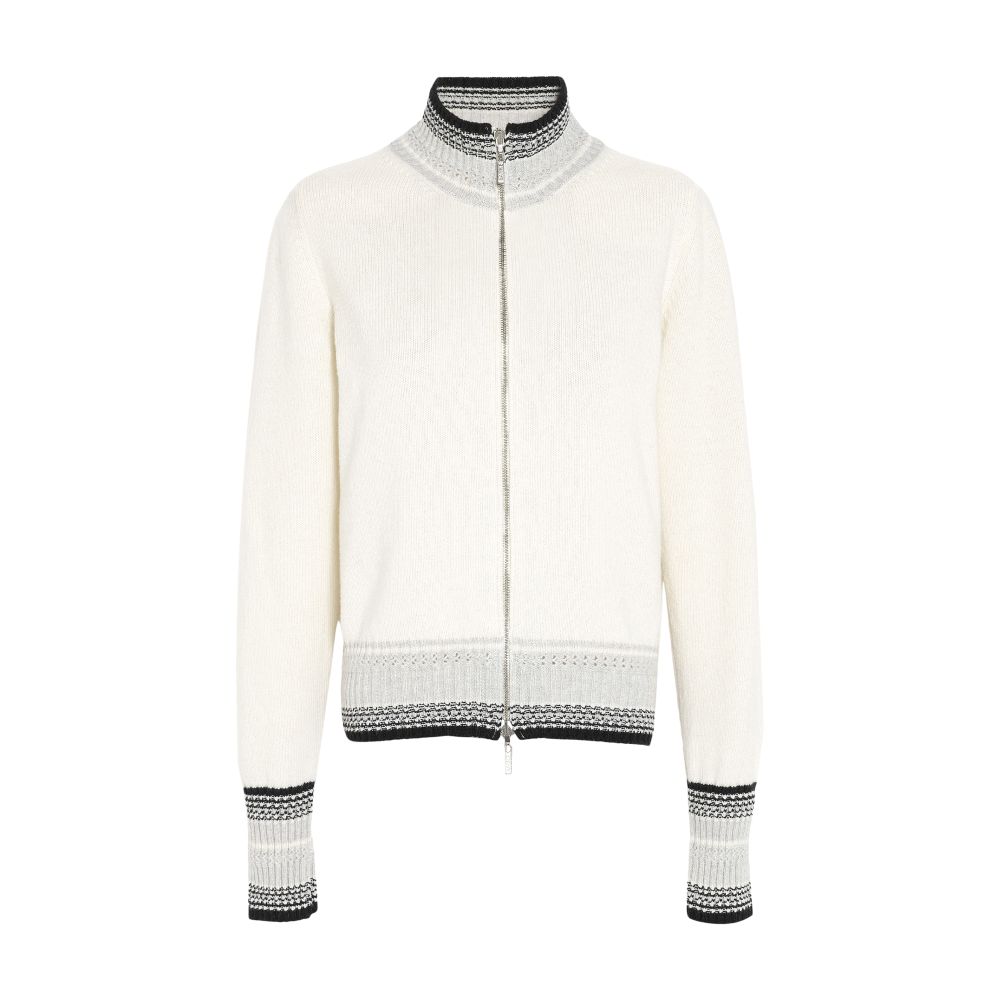 Barrie Mottled cashmere zip-up jacket