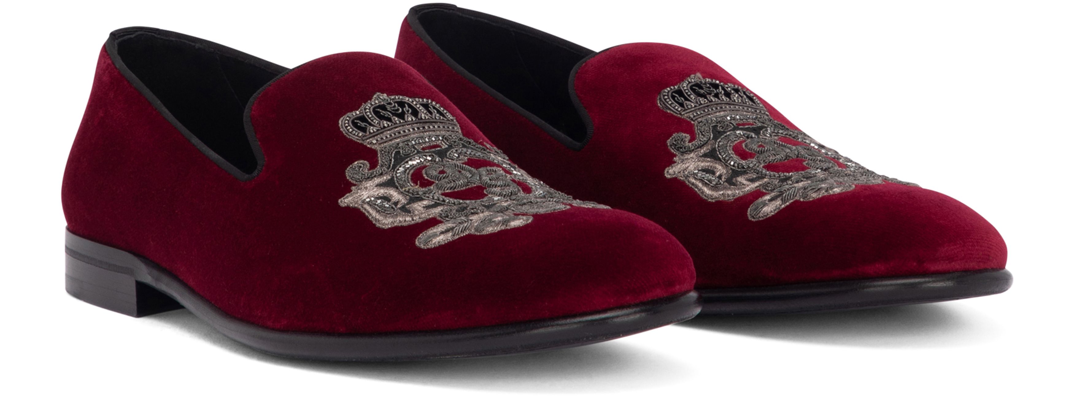 Dolce & Gabbana Velvet slippers with coat of arms embroidery