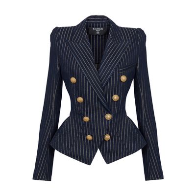 Balmain Denim Jacket With Lurex Stripes