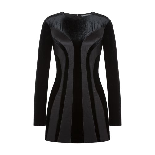 Alberta Ferretti Velvet mini dress with satin patch