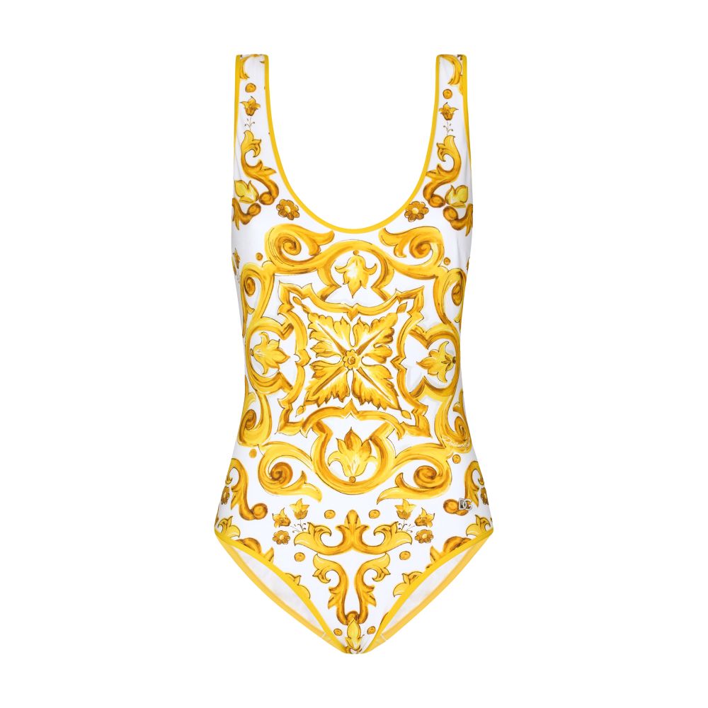 Dolce & Gabbana Majolica-print racing swimsuit