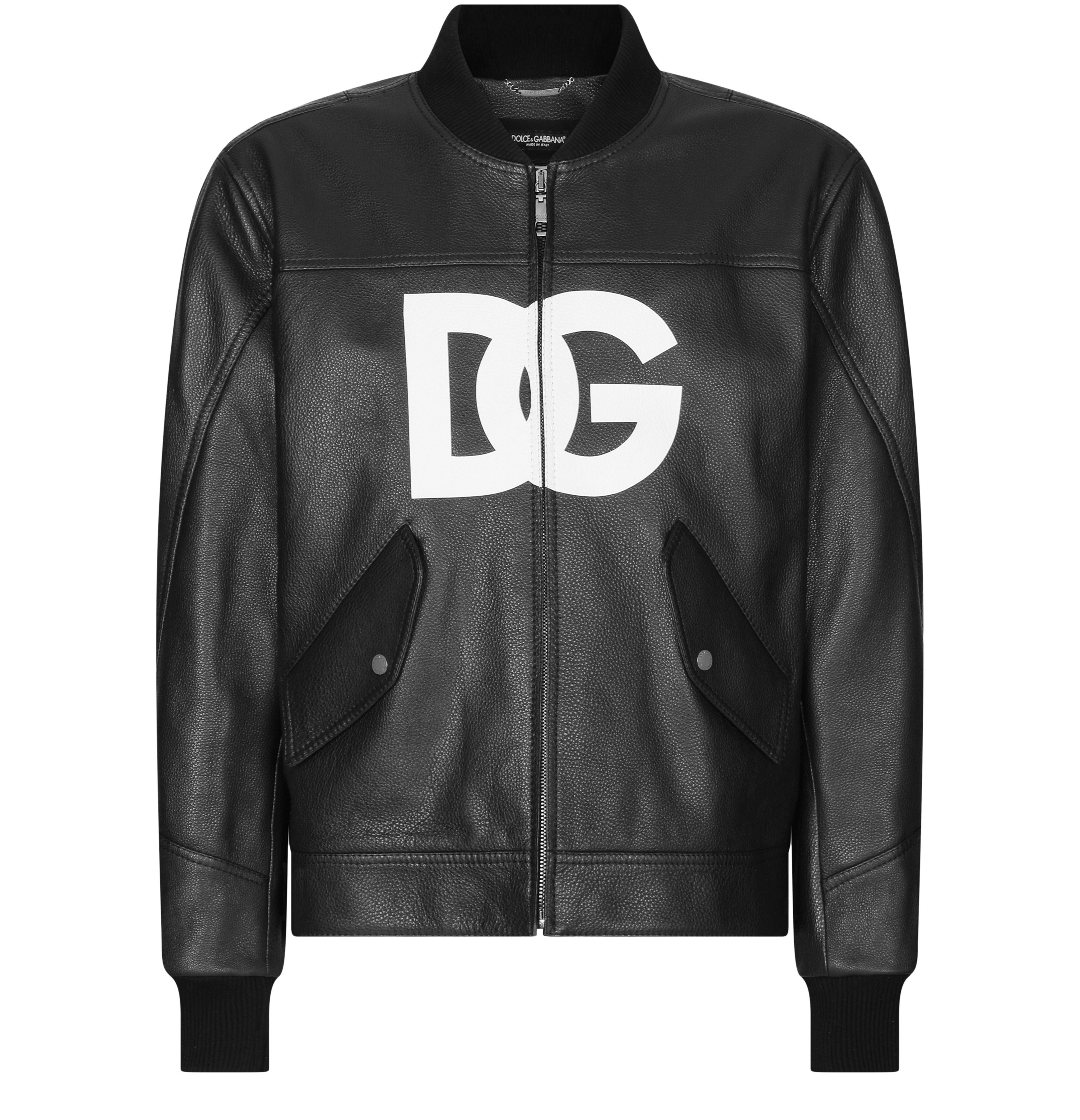 Dolce & Gabbana Leather jacket with DG logo print