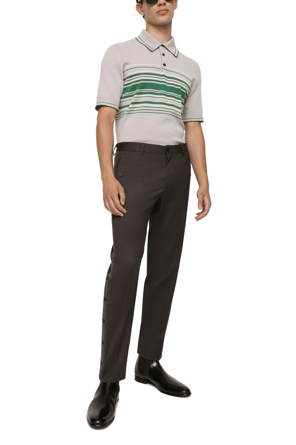 Dolce & Gabbana Stretch wool pants with side bands