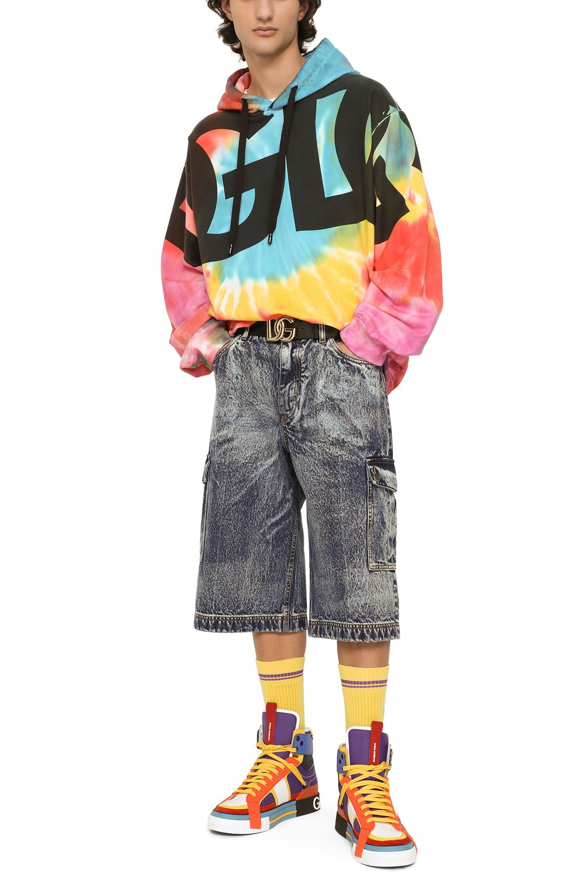 Dolce & Gabbana Tie-dye jersey hoodie with print