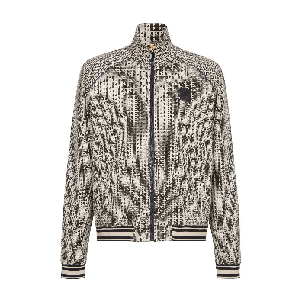 Balmain Jacket with zip in jacquard mini monogram