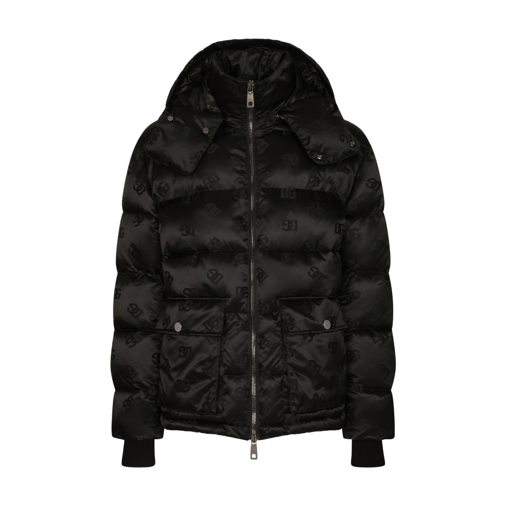 Dolce & Gabbana DG satin jacquard jacket with hood