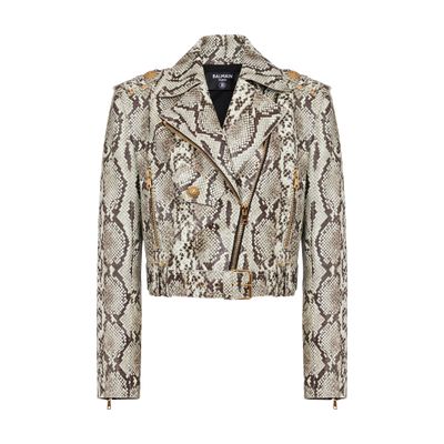 Balmain Snakeskin Leather Biker Jacket